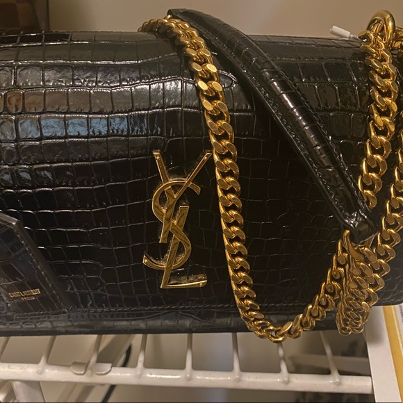 *- SOLD* Saint Laurent medium croc embossed sunset crossbody - Picture 2 of 7